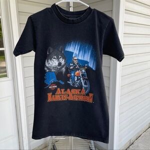 Vintage Harley Davidson Anchorage Alaska 1995 Biker T Shirt Size Small Black